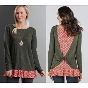 Matilda Jane My Miracle Twist Sweater Woman MEDIUM Long Sleeve Ruffle Tunic